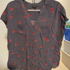 Torrid Gray Top with Red Scooter Print